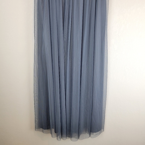 NWT Adrianna Papell Floral Beaded Top w/Tulle Chiffon Gown in Dusty Blue Size 6 - Picture 7 of 15